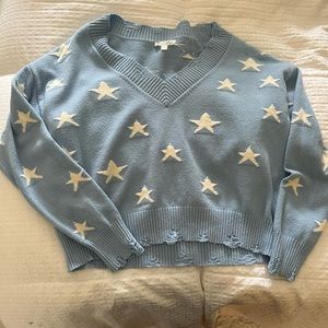 PREPPY BLUE STAR SWEATER